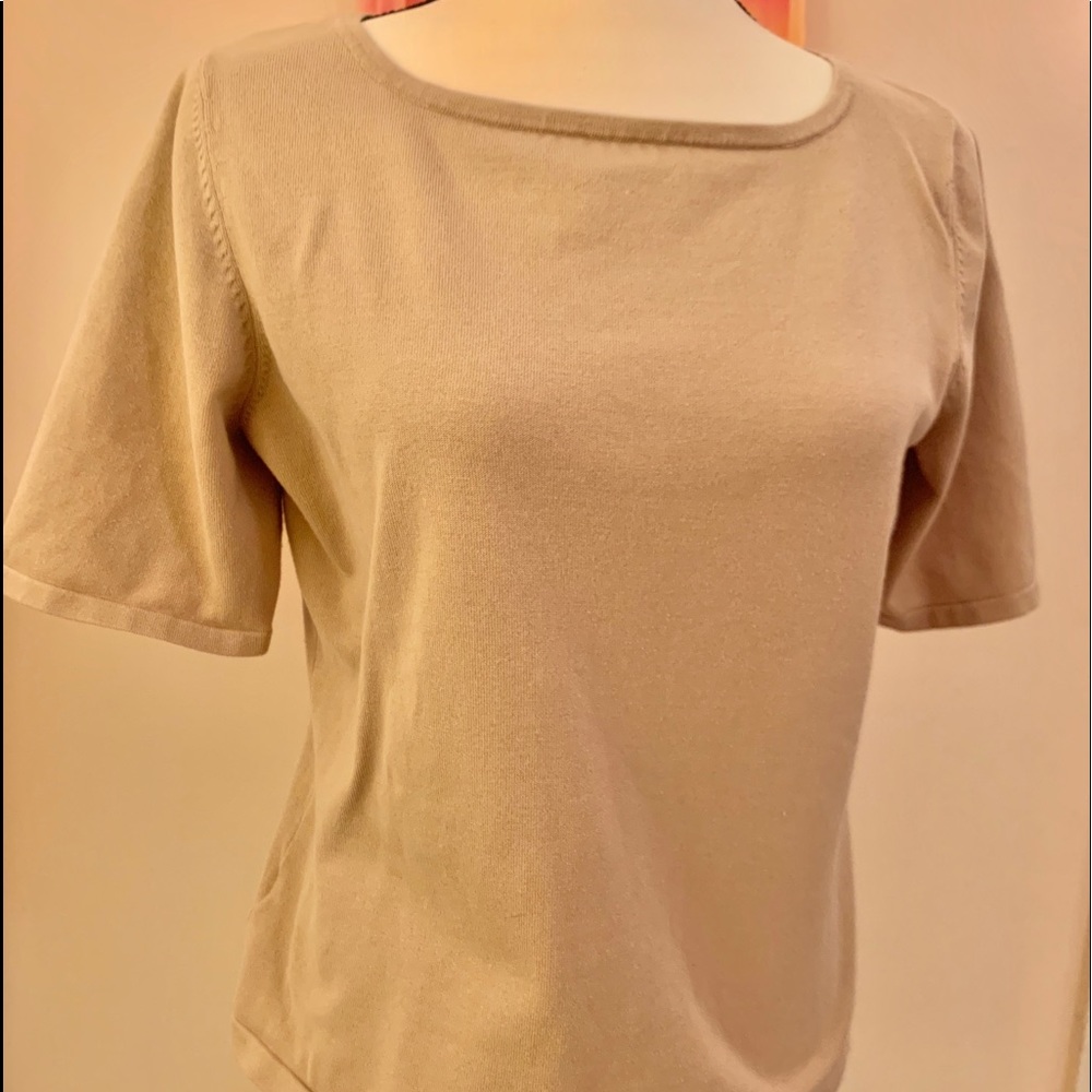 Ann Taylor Beige part silk knit top Large